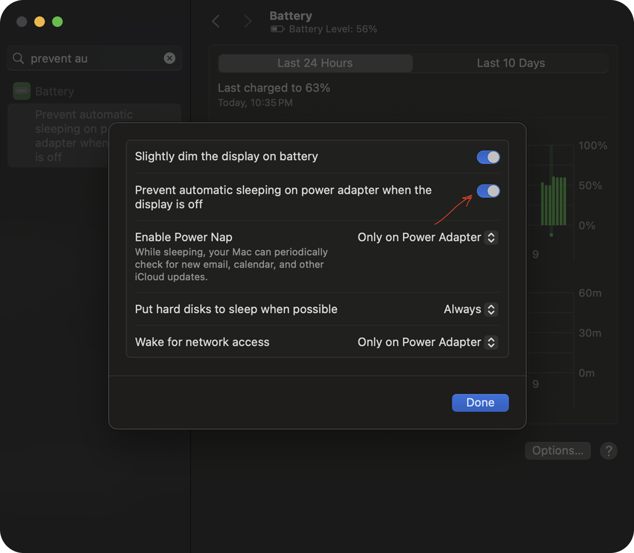 Prevent automatic sleeping toggle