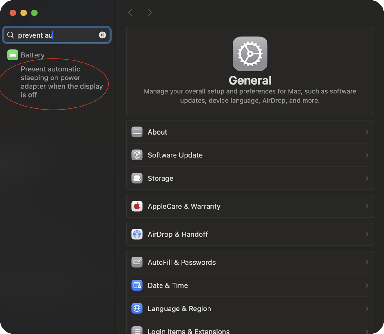System Settings search