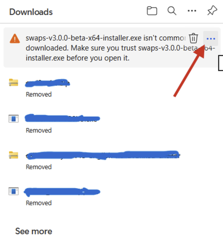 Downloads panel menu
